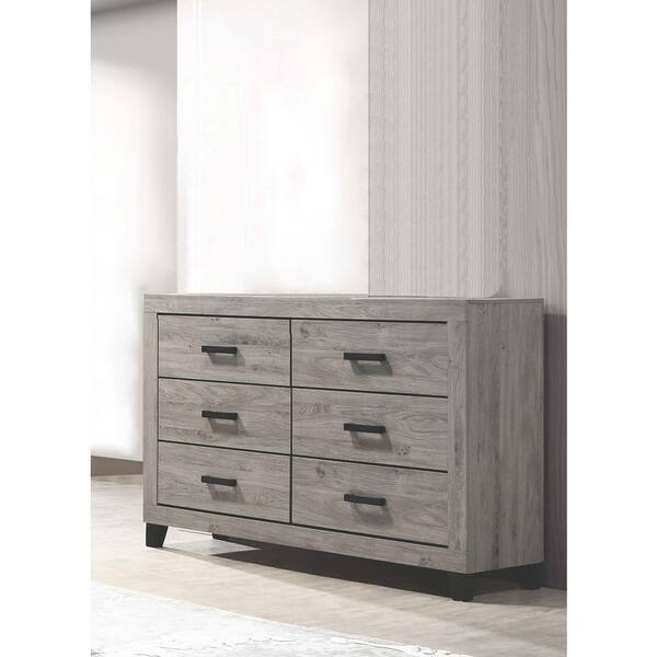 Ararat Light Grey 6-Drawer 16 in W. Dresser Without Mirror