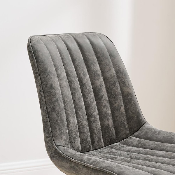 Art Leon KACY Gray Faux Leather Swivel Accent Dining Chairs (Set
