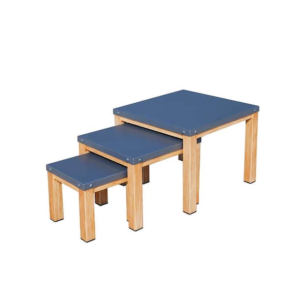 DIRECT WICKER Gero Square Aluminum Outdoor Side Nesting Table (Set of 3