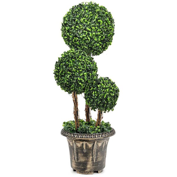 2.5 ft. Artificial Topiary Triple Ball Tree Plant Bonsai Category Indoor Outdoor