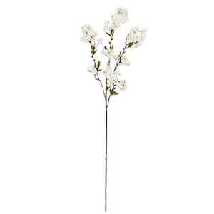 Set of 4 Cream White Artificial Cherry Blossom Flower Stem Spray 35in