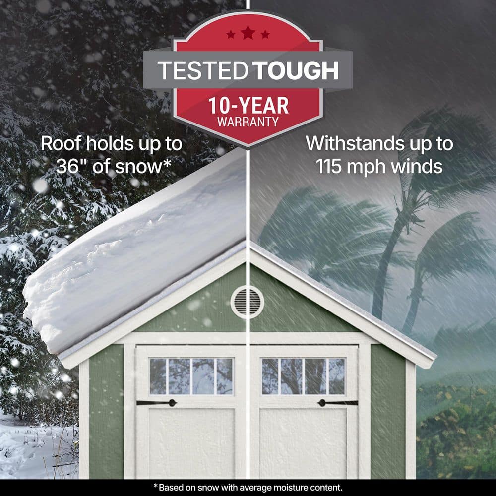 Gray 6' x 8' Wooden Garden Shed with Metal Roof and Shelving