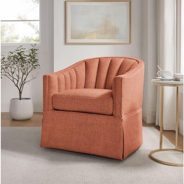 Sanibel Coral Polyester Fabric Arm Chair with Swivel