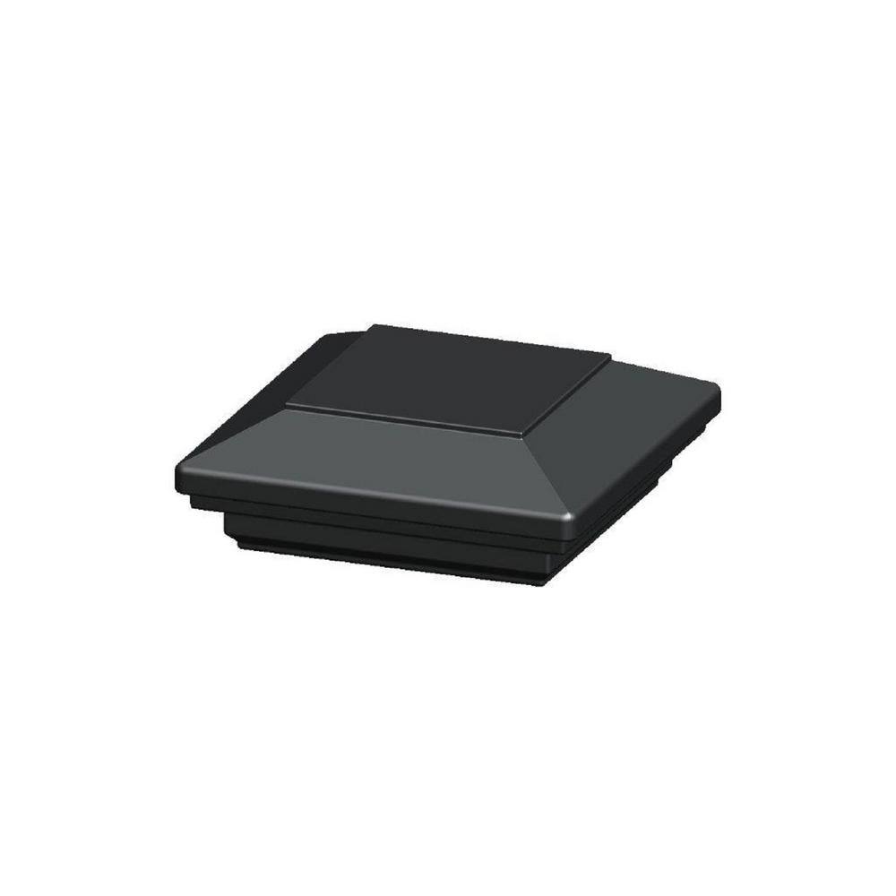 Pegatha 3.5 in. x 3.5 in. Black Textured Aluminum Flat Top Modular Post Cap for 4 x 4 Wood Post