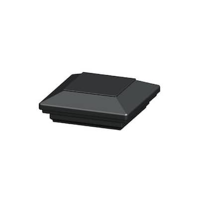 Pegatha 3.5 in. x 3.5 in. Black Textured Aluminum Flat Top Modular Post Cap for 4 x 4 Wood Post