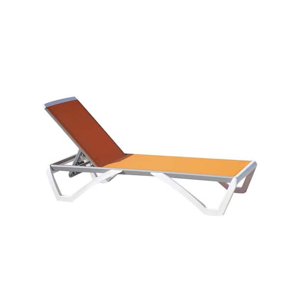 Cesicia Orange Metal Adjustable Outdoor Chaise Lounge