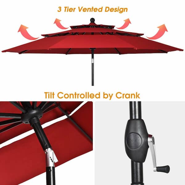 double patio umbrellas Summit Living 13 ft Large Patio Umbrella Double-Sided Rectangular Outdoor  Market Table Umbrella for Outside  Haze Blue