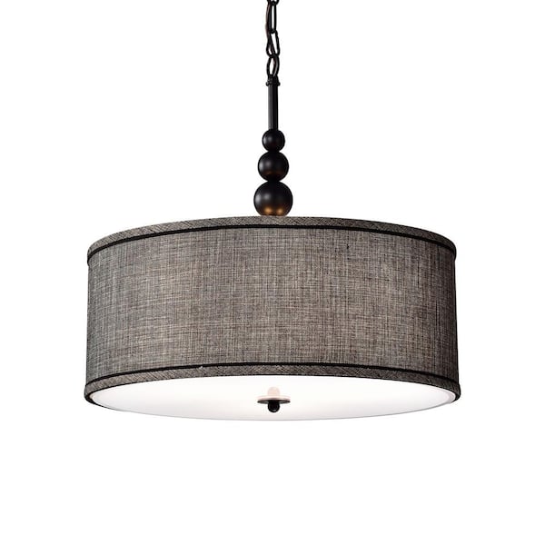 Warehouse of Tiffany Penelope 17.7 in. 3-Light Indoor Black Pendant Lamp with Light Kit