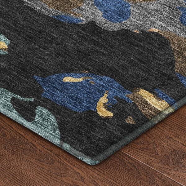 Mayfield Premium Machine Washable Abstract AMF2497 Black 10 ft. x 14 ft. Area Rug