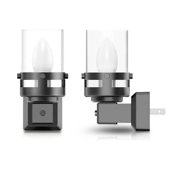 Candle Night Light Plug 2-Pack with Dusk to Dawn Sensor, 3000K Warm White LED for Kids, Hallway, Bedroom