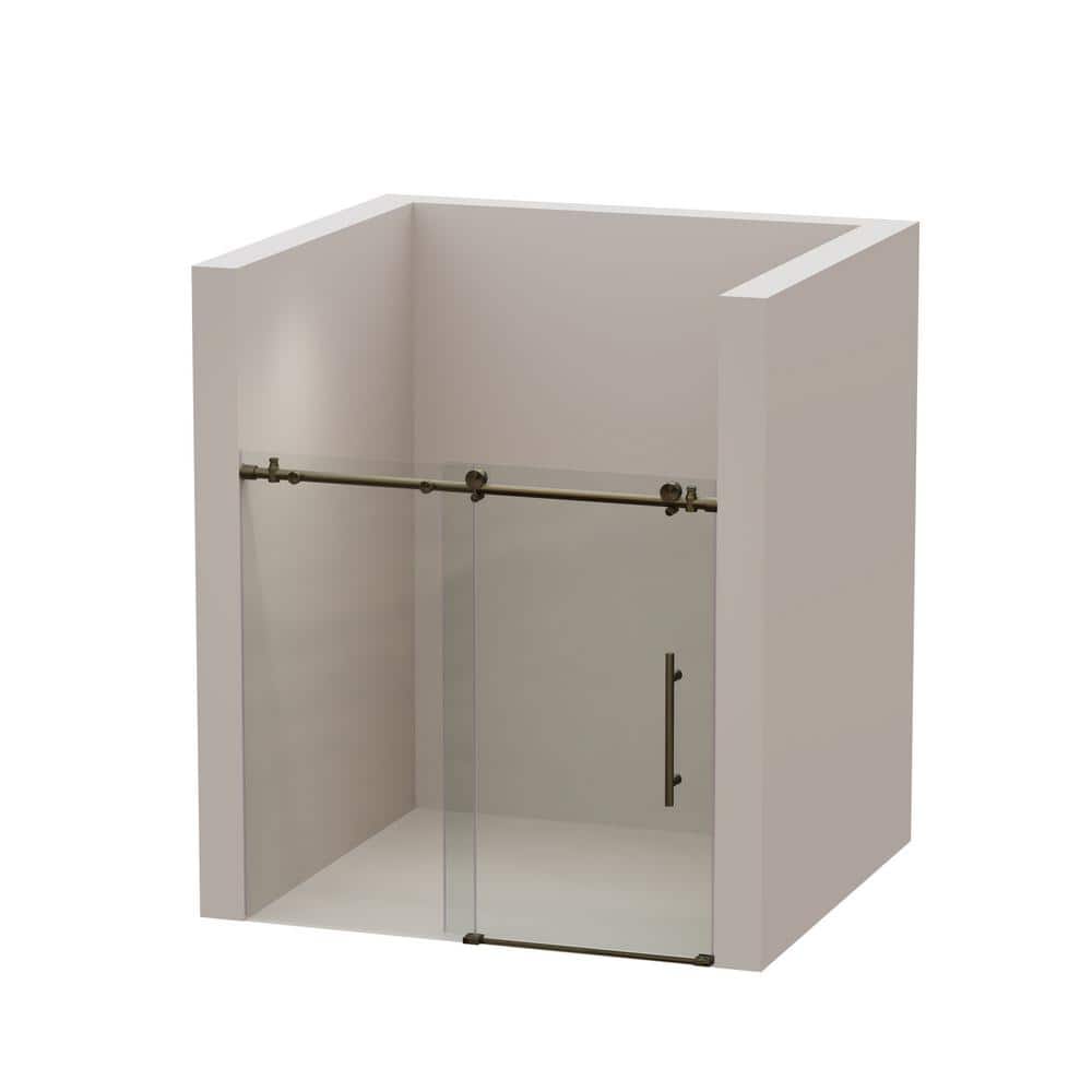 60" Gold Frameless Sliding Tub Door with Clear Tempered Glass