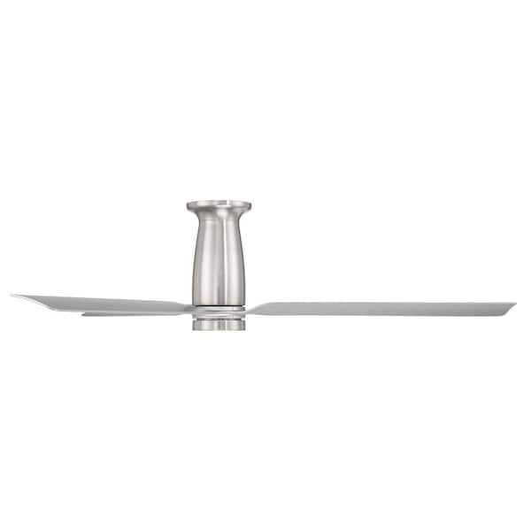 Smooth Flush 52 in. Smart Indoor/Outdoor Brushed Nickel/Silv Standard Ceiling Fan Selectable CCT Integrated LED, Remote