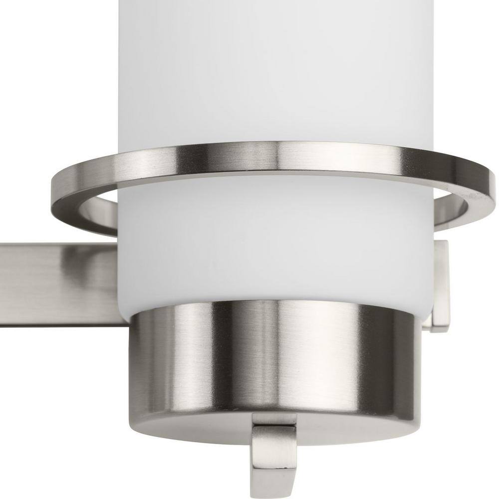 Brushed Nickel 3-Light Vanity Fixture with White Glass Shades