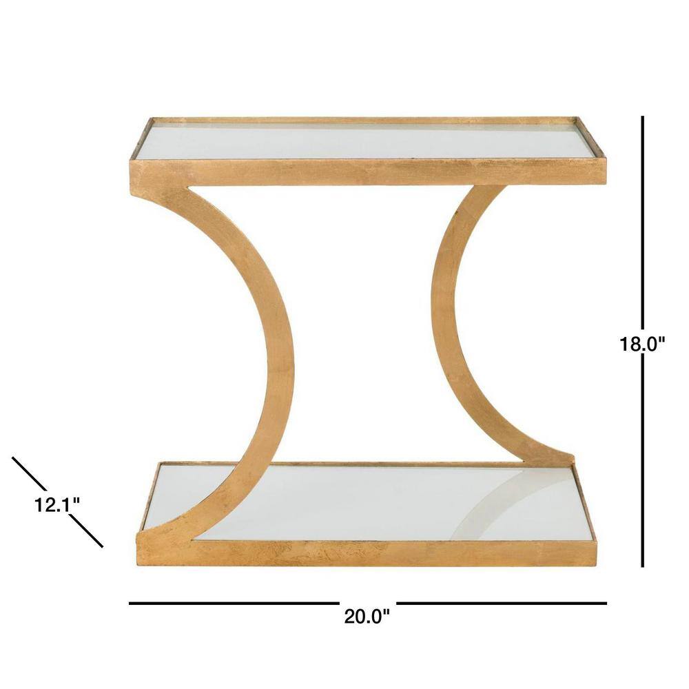 Elegant Gold and White Mirrored Metal Accent Table