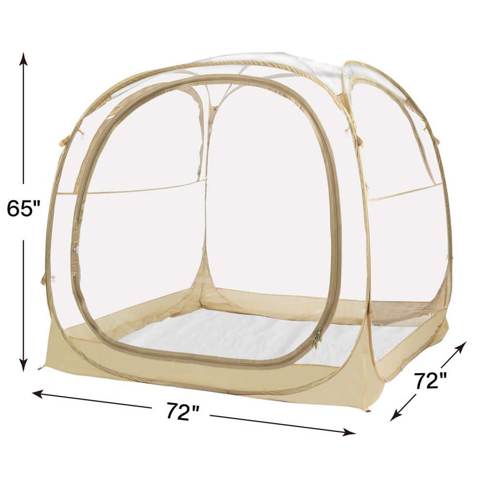 Beige 6-Person Fiberglass Frame Pop-Up Bubble Camping Tent