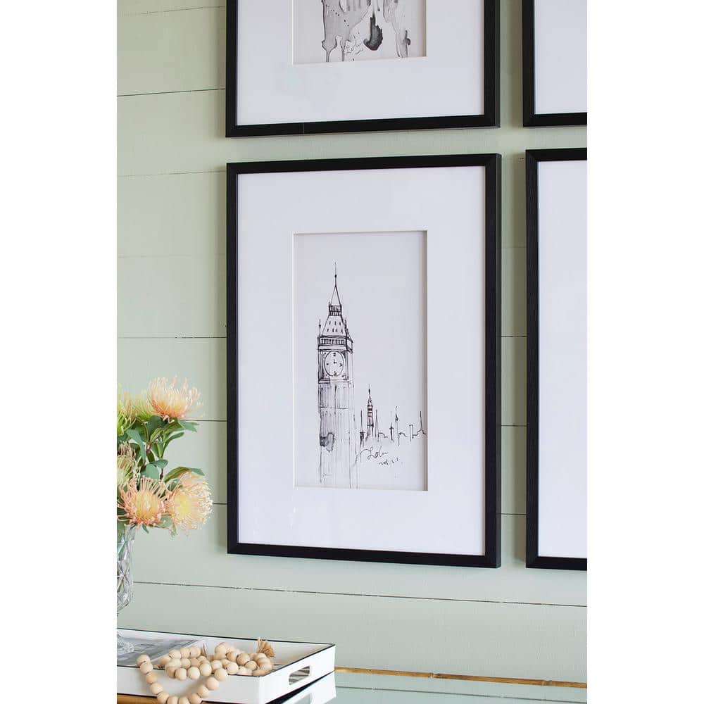 Black and White Architectural Framed Canvas Prints Set of 4