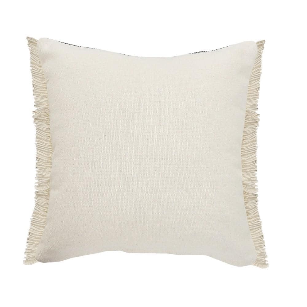 Atlantis Black and Taupe Jute Braided Square Throw Pillow