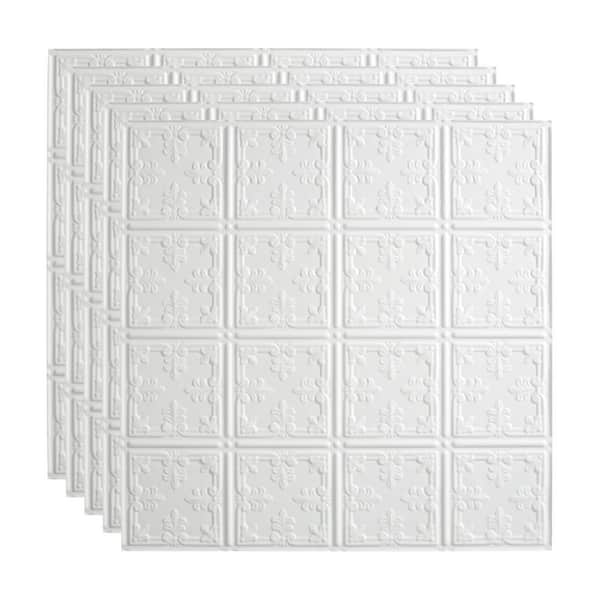 Fasade Traditional #10 2 ft. x 2 ft. Matte White Lay-In Vinyl Ceiling Tile (20 sq. ft.)