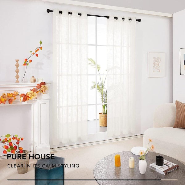 Pro Space Naural White Solid Voile Width 52 in. x Length 63 in. L Grommet Blackout Room Darkening Sheer Curtains（2 Panels）