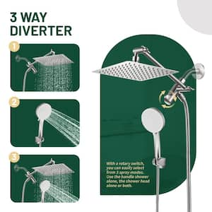 Rainfull 5-Spray 1.8GPM Wall Mount with 8 in. Adjustable Dual Shower Heads and Handheld Shower Head in Brushed Nickel