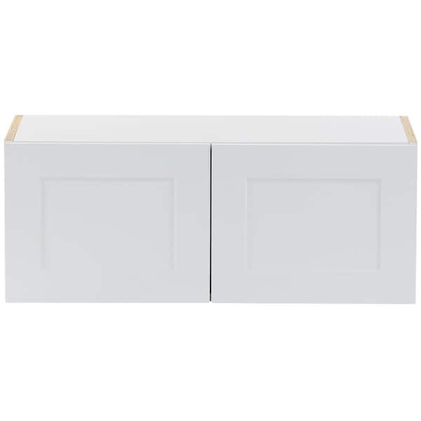 Hampton Bay Cambridge White Shaker Assembled Wall Kitchen Cabinet with 2 Soft Close Doors (30 in. W x 12.5 in. D x 12 in. H)