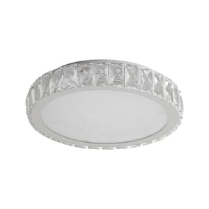 13.81 in. 38-Watt Transparent LED Flush Mount with Crystal Shade