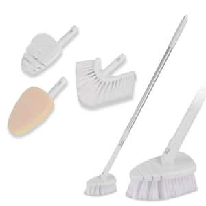 3 in 1 Tub And Tile Scrubber Utility Brush Adjustable Rod Cleaning Brush With Long Handle Sponge Hard Bristles Gap Brush