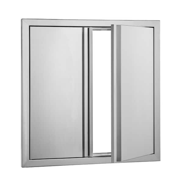 SKYSHALO BBQ Access Door, 24 in. Sliver, 2-Doors, Stainless Steel Flush Mount Door Access Door