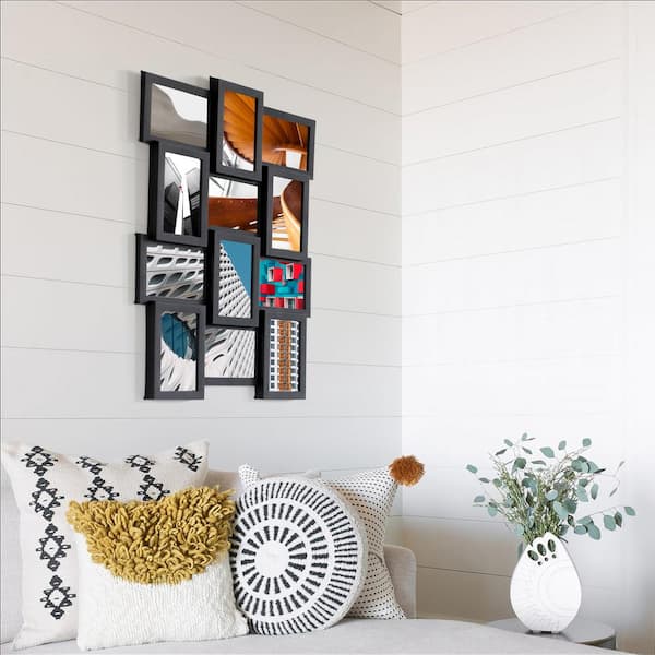 Fabulaxe QI004488.WT Decorative Modern Wall Mounted Multi Photo Frame Collage Picture Holder for 8 Pictures Multiple Sized, White