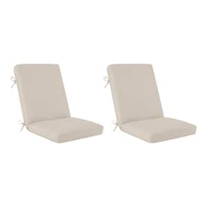 21 in. x 20 in. One Piece High Back Outdoor Dining Chair Cushion in Putty (2-Pack)