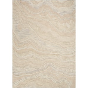 Graceful Beige 5 ft. x 7 ft. Abstract Contemporary Area Rug