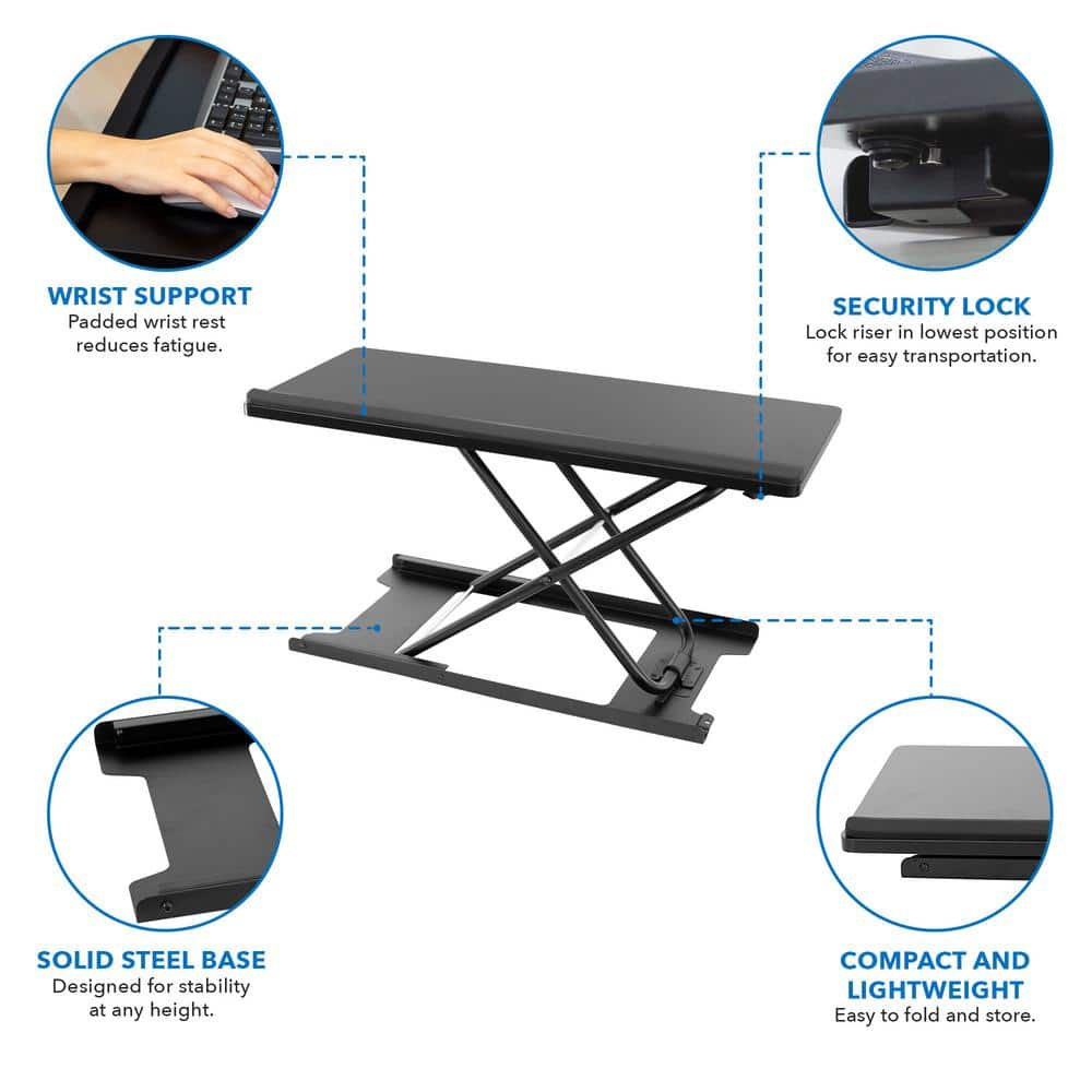 Adjustable Black Steel Standing Keyboard and Mouse Platform