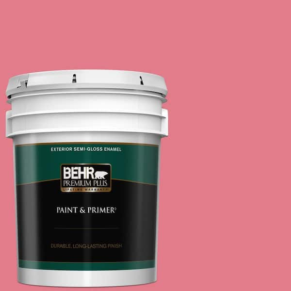 BEHR PREMIUM PLUS 5 gal. #P150-4 Hot Gossip Semi-Gloss Enamel Exterior Paint & Primer