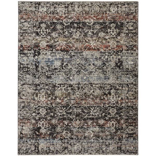 HomeRoots Gray, Black 2 ft. x 3 ft.  Abstract Area Runner