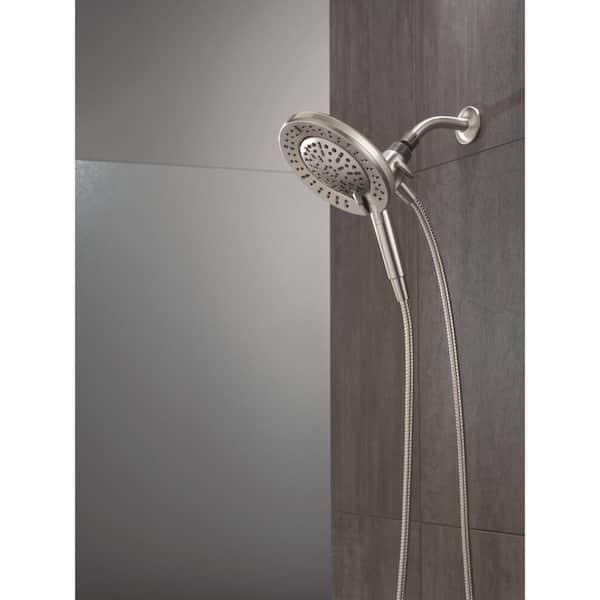 Inition ProClean 6-Spray Wall Mount Dual Fixed and Handheld Shower Head in Spotshield Brushed Nickel