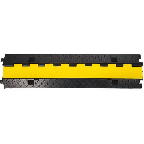 4" Height Heavy Duty Rubber Curb Ramp Warehouse 2 Channel Cable Protector Ramp 