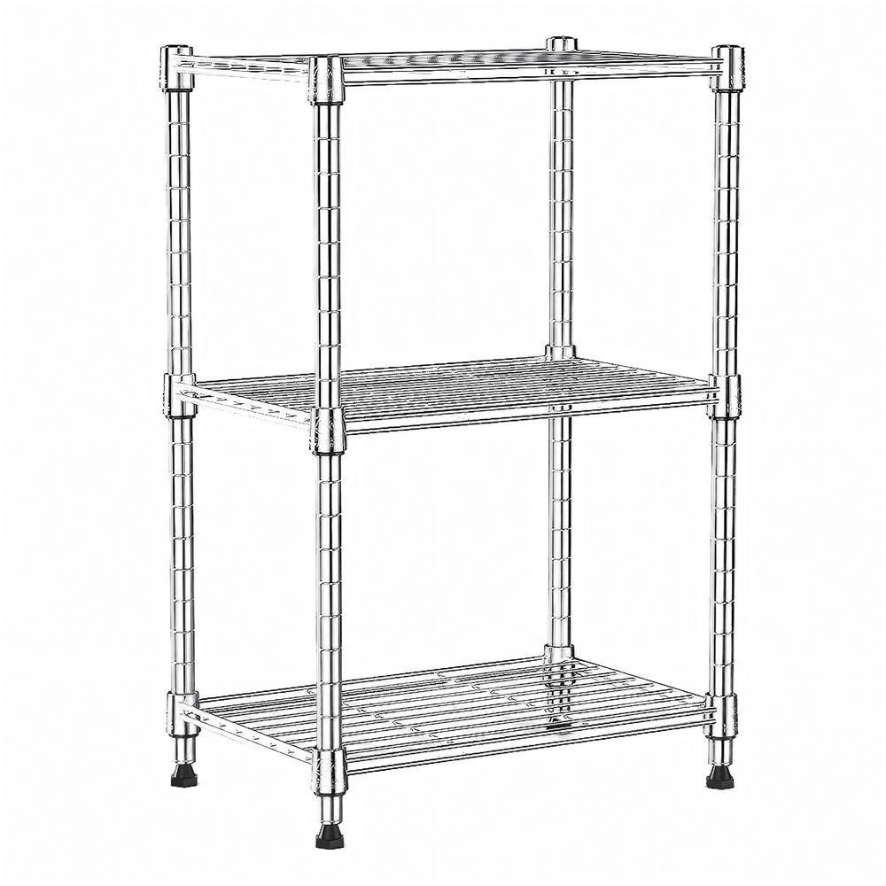 Metal Wire 3-Shelf Adjustable Utility Shelving Unit in Chrome (17.7 in. W x 26.4 in. H x 11.8 in. D) price history on PriceWatchPro