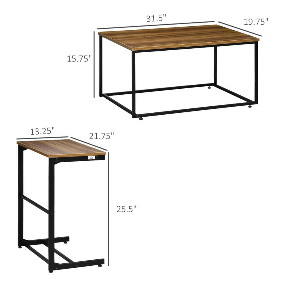 Modern Black Loop-Legged Nesting Coffee Table Set