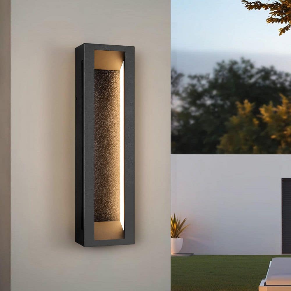 19.6 in. Black Outdoor Hardwired Wall Lantern Sconce with No Bulbs Included price history on PriceWatchPro