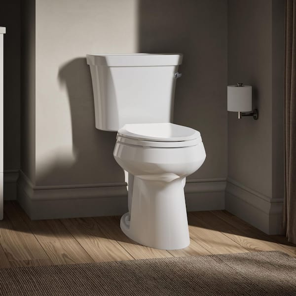 Highline 10 in. Rough In 2-Piece 1.28 GPF Single Flush Elongated Toilet in White Seat Not Included