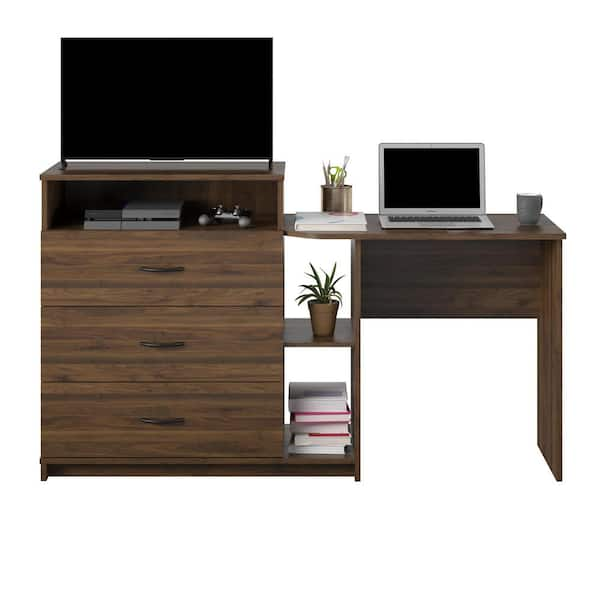 Ameriwood Home Sonnet 3-Drawer Walnut Media Dresser and Desk ( in. H x   in. W x  in. D) HD96535 - The Home Depot