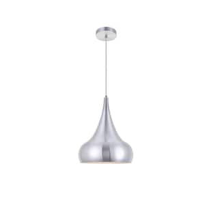 Timeless Home Chloe 1-Light Burnished Nickel Pendant with 11.8 in. W x 14.4 in. H Burnished Nickel Aluminum Shade