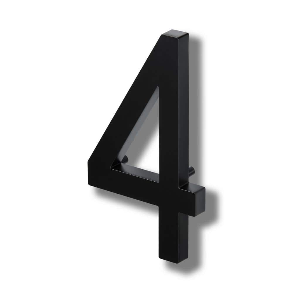 ELITE 10 in. Floating Modern Oversized Cast Aluminum Black House Number #4