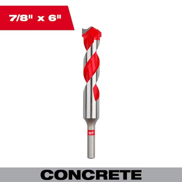 Milwaukee 7/8 in. x 4 in. x 6 in. Carbide Hammer Drill Bit for Concrete, Stone and Masonry Drilling