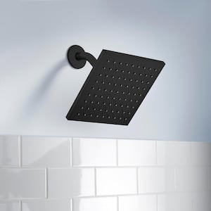 Modern 1-Spray Pattern 8.8 in. Single Wall Mount Fixed Shower Head in Matte Black