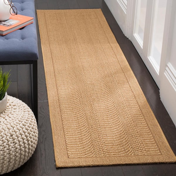Palm Beach 2 ft. x 10 ft. Maize Border Solid Color Runner Rug