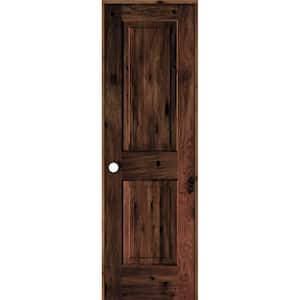 24 in. x 96 in. Rustic Knotty Alder Wood 2 Panel Right-Hand/Inswing Red Mahogany Stain Single Prehung Interior Door