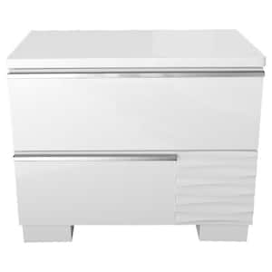 Athens 2 -Drawer Modern White Nightstand 20 in. H x 24 in. W x 17 in. D