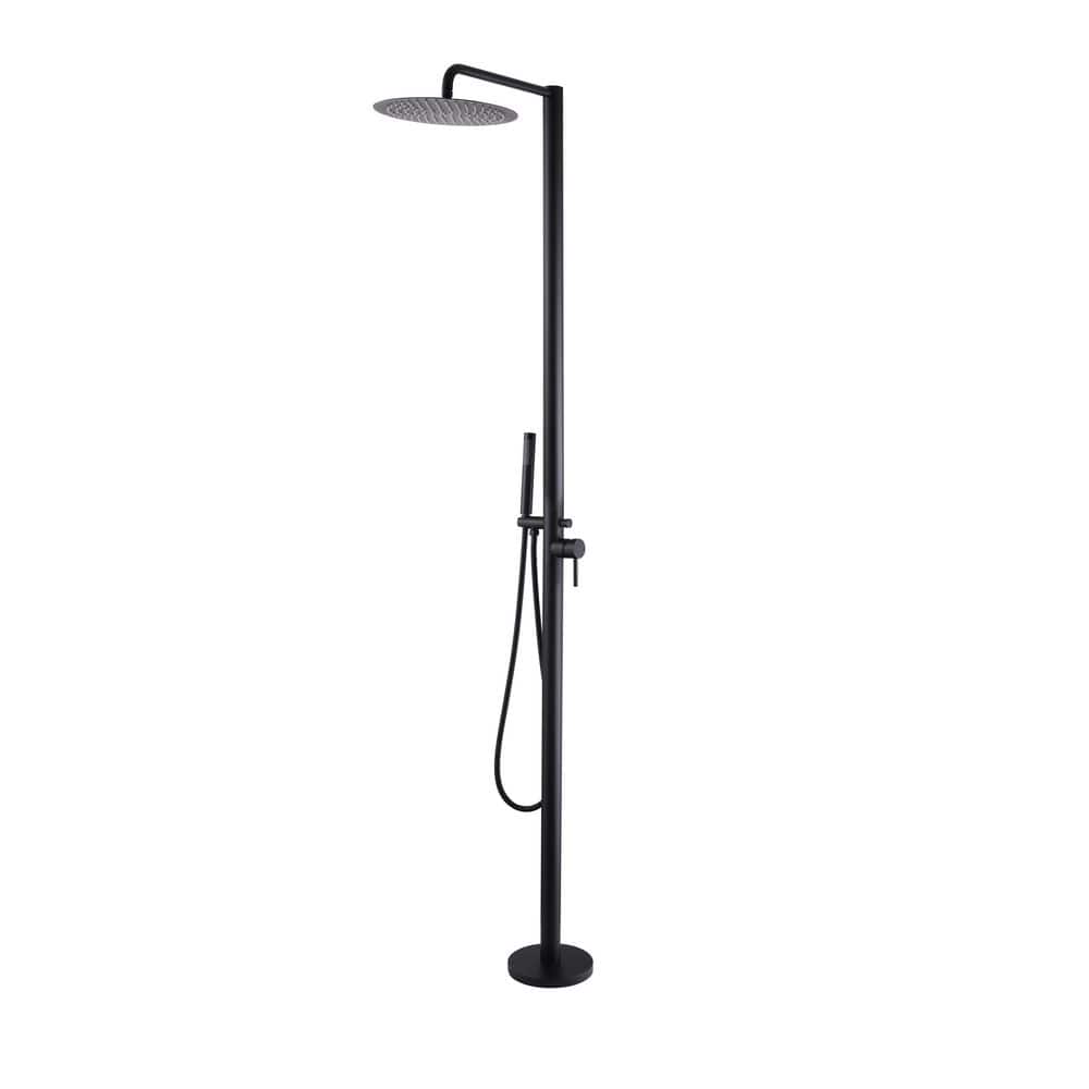 Dual-Function 2-Spray Freestanding Outdoor Shower System with Rain Head and Hand Shower in Matte Black price history on PriceWatchPro