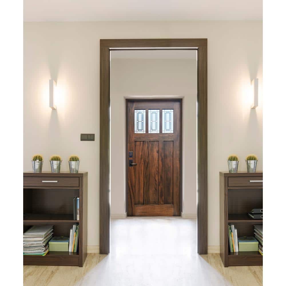 Espresso Stained Mahogany Front Door with Decorative Glass Panels